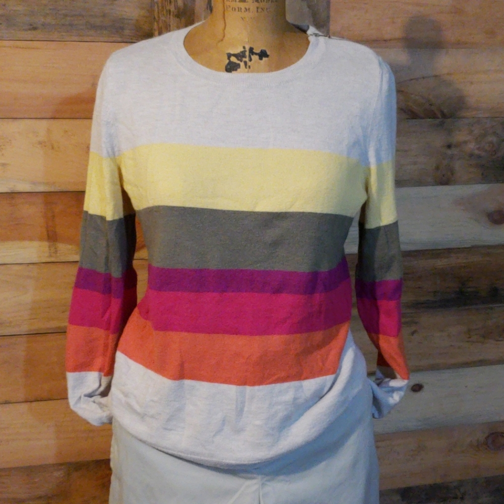 Talbots lambswool, color blocked sweater